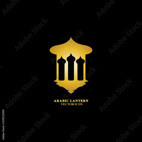Arabic lantern flat icons set. Ramadan lantern sign for mobile application. Muslim decoration symbol. Eastern traditional culture vector illustration isolated on Black background.