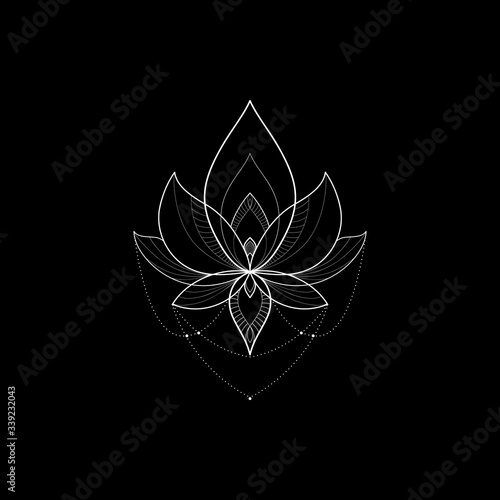 Ethnic Mandala ornament on black background. Henna tattoo design. Vector illustration