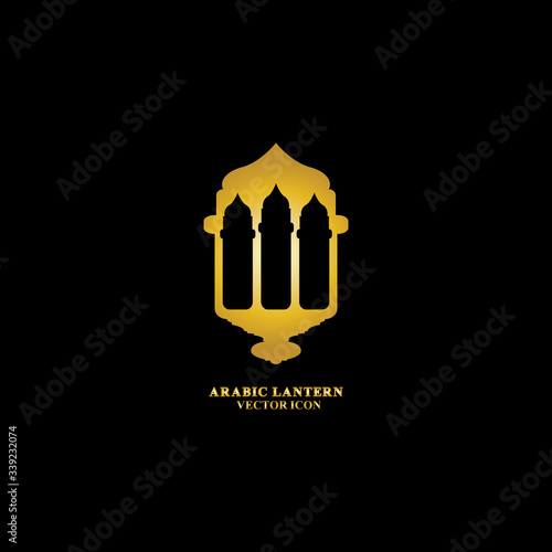 Arabic lantern flat icons set. Ramadan lantern sign for mobile application. Muslim decoration symbol. Eastern traditional culture vector illustration isolated on Black background.