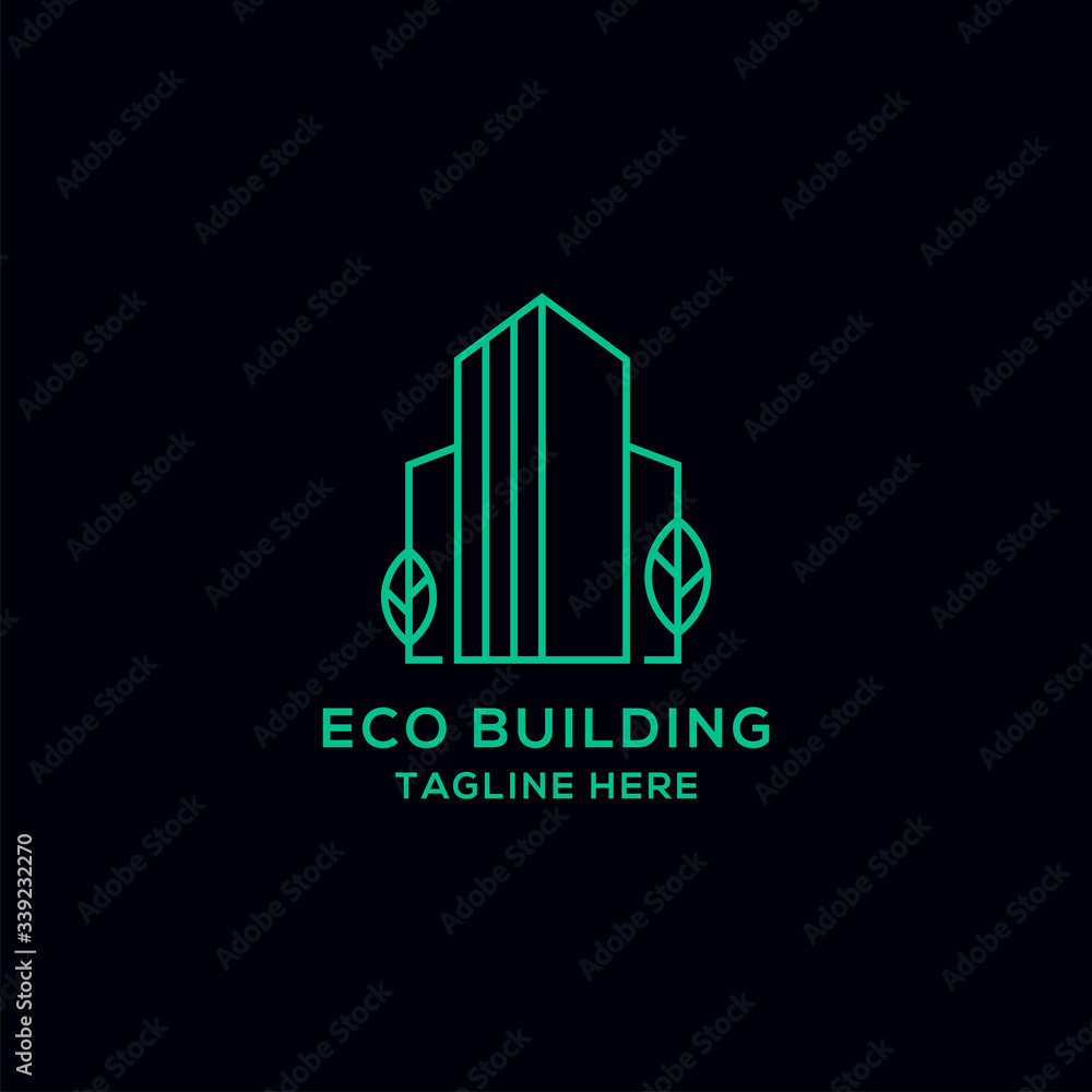 Eco Building Real Estate Logo Icon Design Template.Green, Construction Vector Illustration