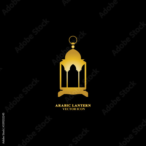 Arabic lantern flat icons set. Ramadan lantern sign for mobile application. Muslim decoration symbol. Eastern traditional culture vector illustration isolated on Black background.