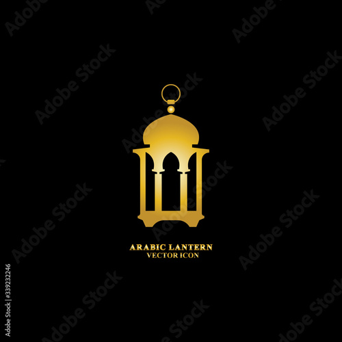 Arabic lantern flat icons set. Ramadan lantern sign for mobile application. Muslim decoration symbol. Eastern traditional culture vector illustration isolated on Black background.