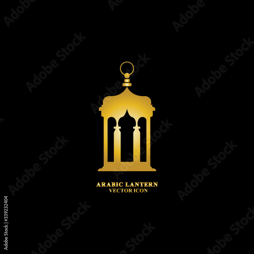 Arabic lantern flat icons set. Ramadan lantern sign for mobile application. Muslim decoration symbol. Eastern traditional culture vector illustration isolated on Black background.