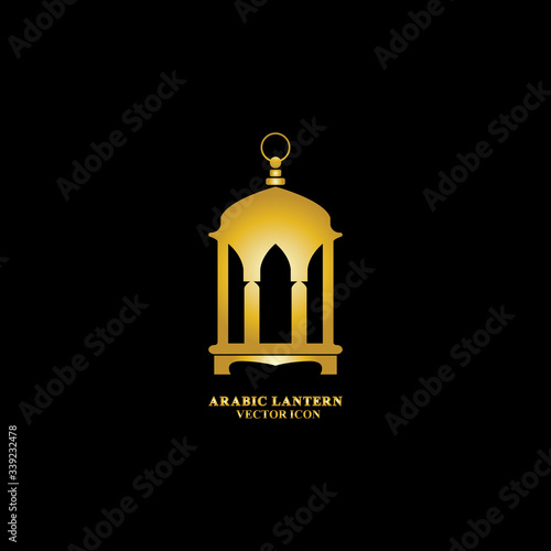 Arabic lantern flat icons set. Ramadan lantern sign for mobile application. Muslim decoration symbol. Eastern traditional culture vector illustration isolated on Black background.