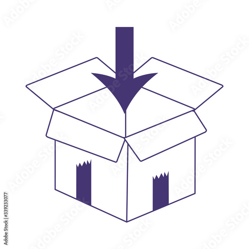 delivery cardboard box cargo ordering online service isolated icon line style