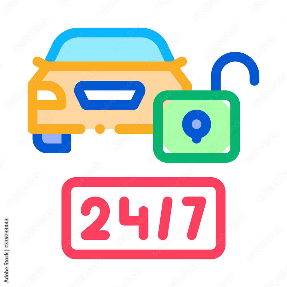 machine protection 24 7 icon vector. machine protection 24 7 sign. color symbol illustration machine protection 24 7 icon vector. machine protection 24 7 sign. color symbol illustration