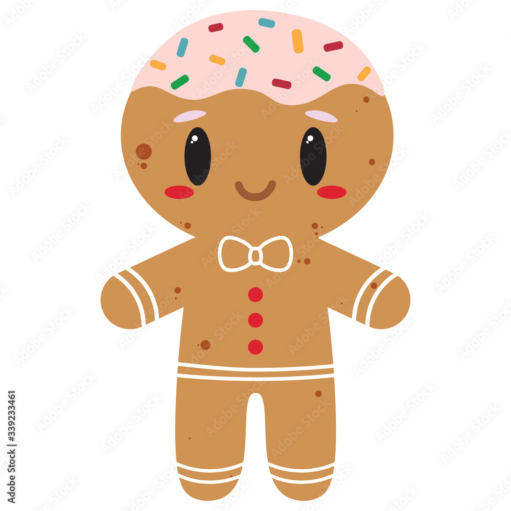 Obraz premium Vector cartoon cute gingerbread isolated
