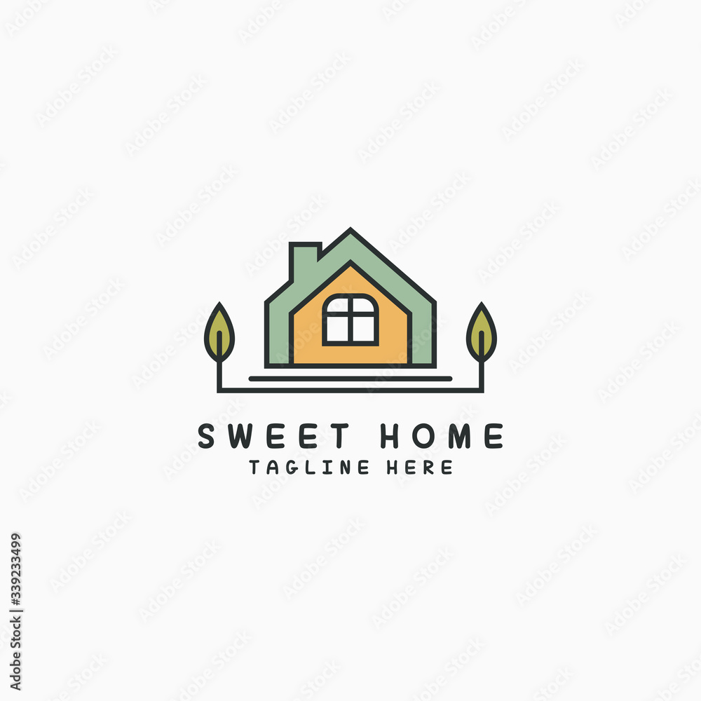 A creative minimalist home with a sweet logo design symbol of a house concept