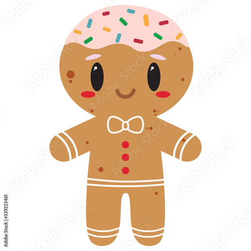 Vector cartoon cute gingerbread isolated