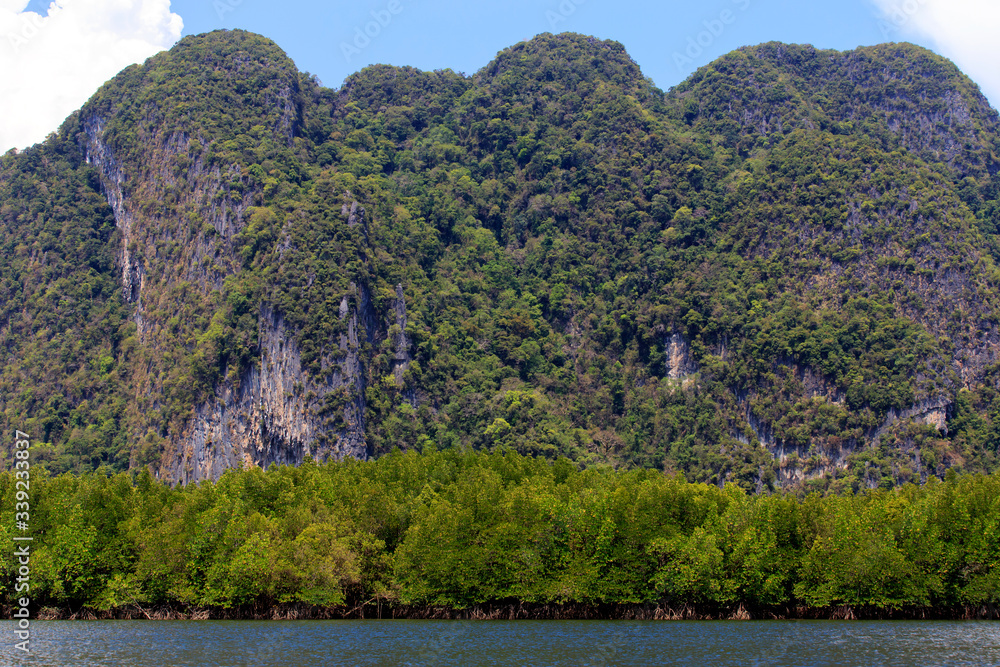 Beautiful green mountains at Phang Nga Bay ,Andaman sea ,southern Thailand