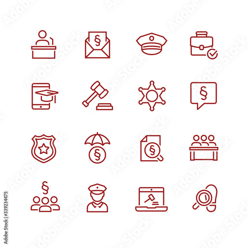 Law and Order Linear Vector Icons Set
