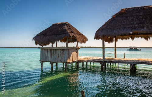 Laguna de Bacalar is also known as the Lagoon of Seven Colors, in Bacalar, Mexico. © Paulo