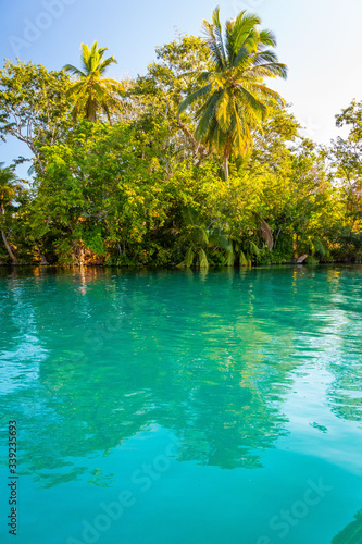 Laguna de Bacalar is also known as the Lagoon of Seven Colors  in Bacalar  Mexico.