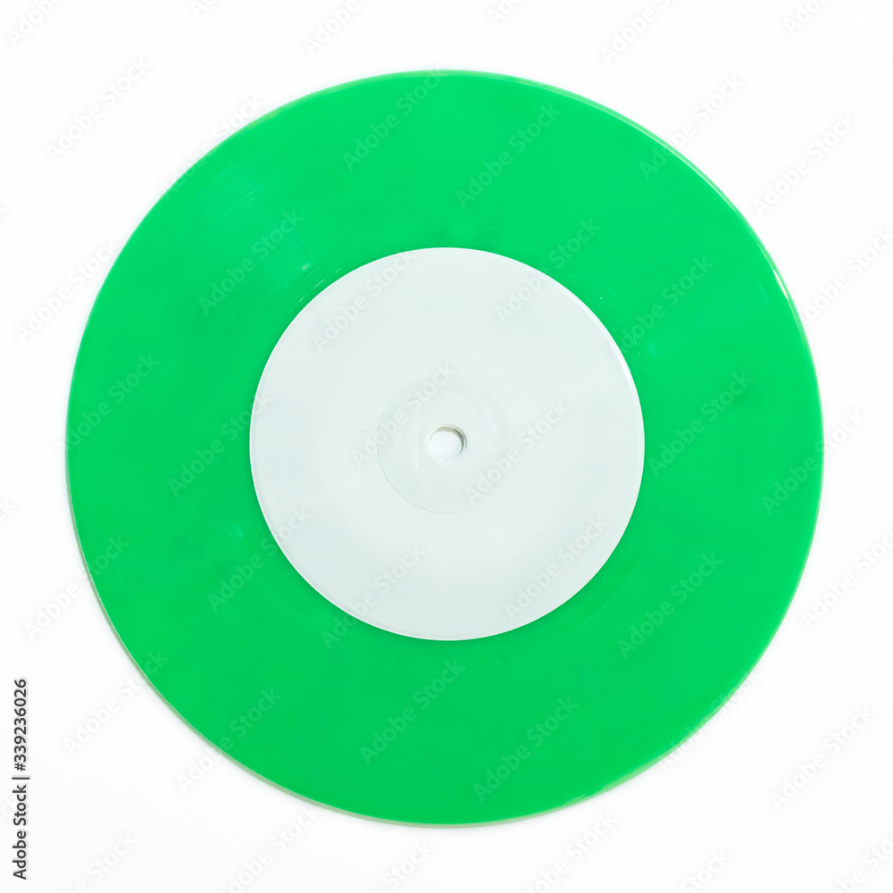 Single seven inch green vinyl record Single seven inch green vinyl record