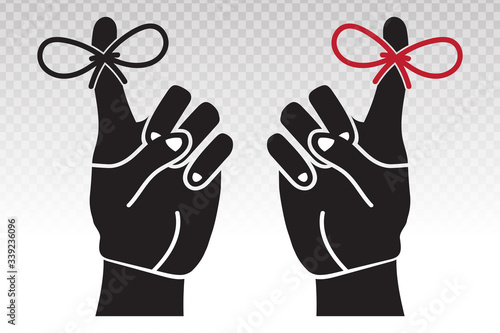 Reminder hand with tied ribbon to finger -vector flat icon on a transparent background.