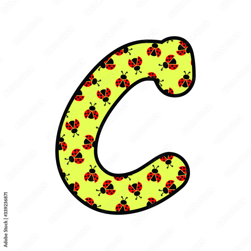 Alphabet letter with ladybug pattern Alphabet letter with ladybug pattern
