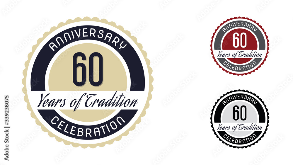Anniversary celebration emblem 60th years (sixty years) of Tradition. 