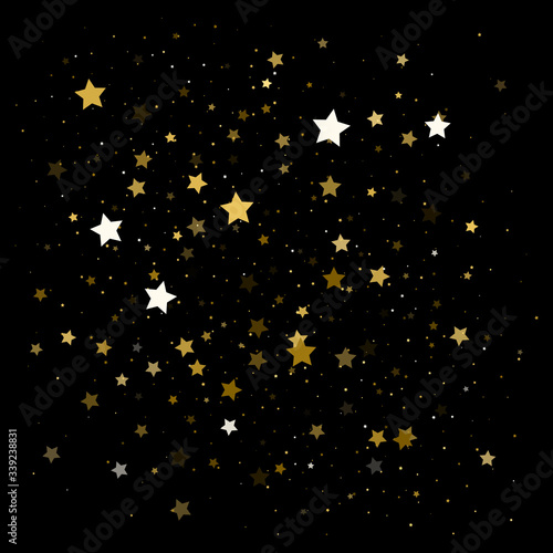 Gold stars confetti on black
