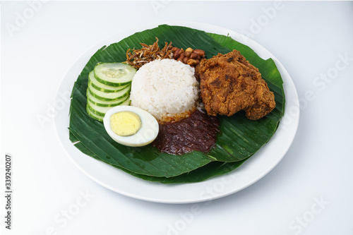 Nasi Lemak-Malaysian cuisine isolated on white background