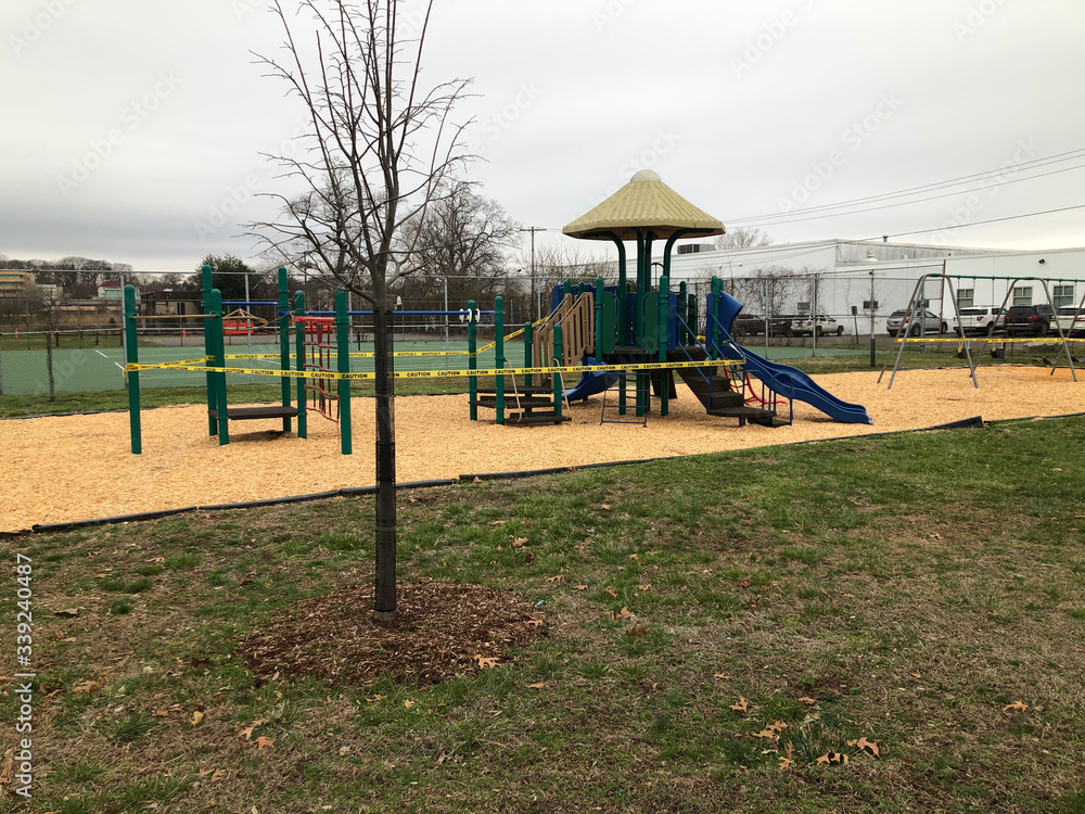 Playground closed, Covid-19, cloudy day