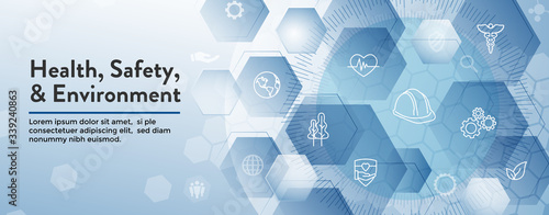 Health Safety and Environment Icon Set & Web Header Banner