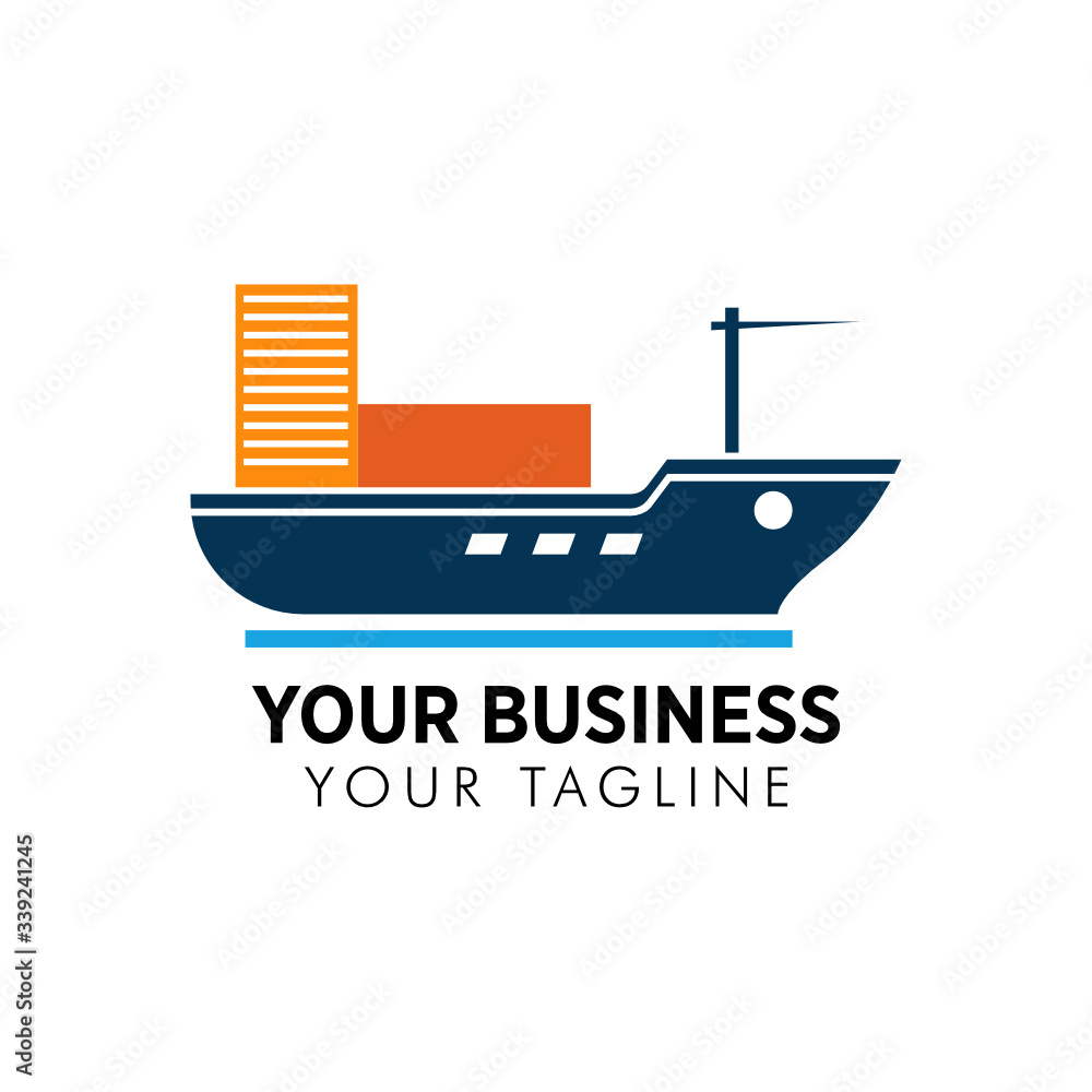 Simple minimalist Cargo ship vector logo template Simple minimalist Cargo ship vector logo template