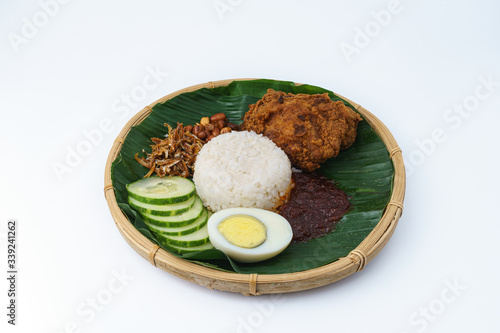 Nasi Lemak-Malaysian cuisine isolated on white background