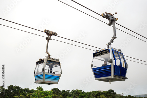 The cable car take passengers to high mountain