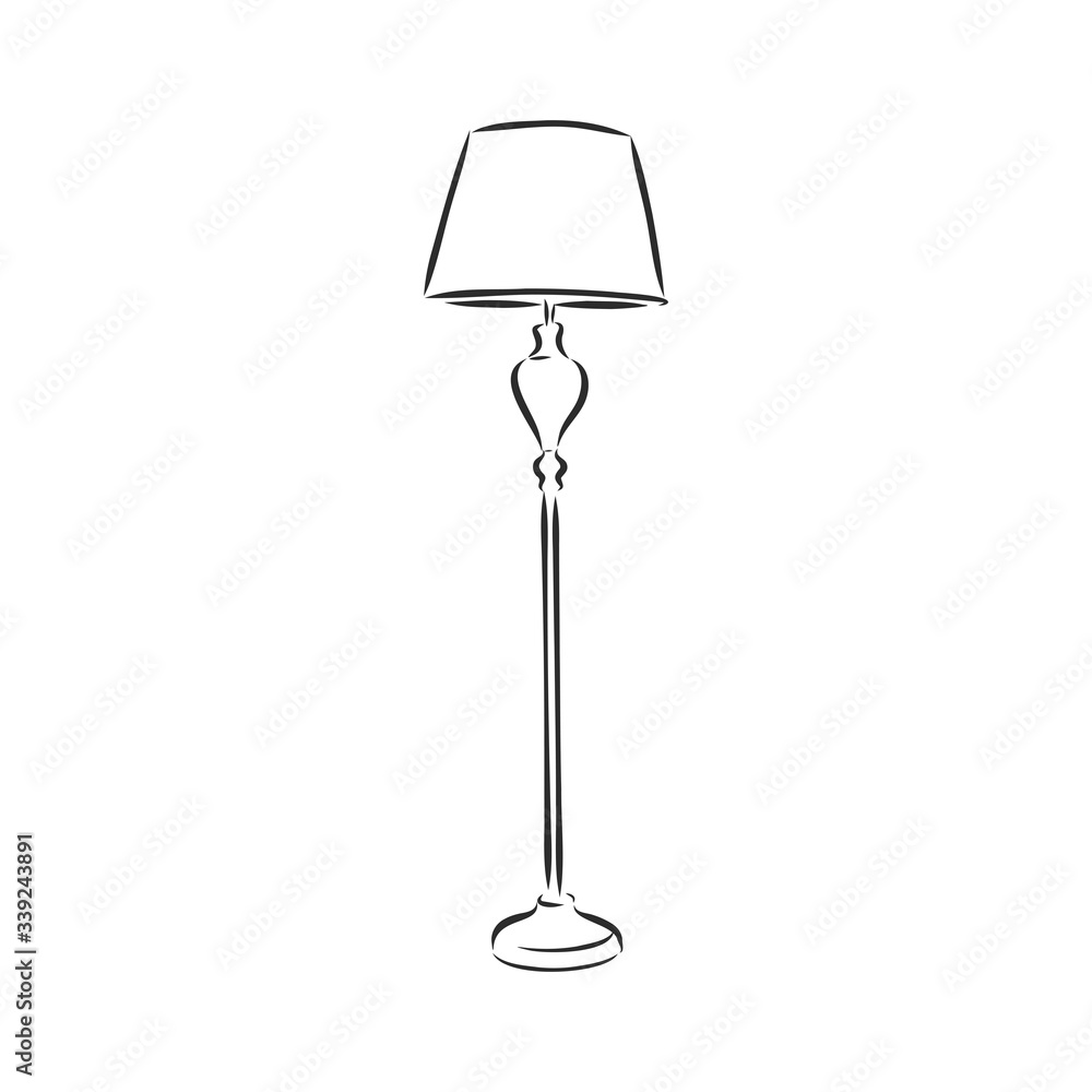 Floor lamp sketch vector illustration the object for the interior Floor lamp sketch vector illustration the object for the interior