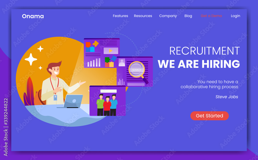 modern design The concept of landing pages on the theme of recruitment and interviews. business people in front of laptops are recruiting in online media. flat vector illustration for landing page modern design The concept of landing pages on the theme of recruitment and interviews. business people in front of laptops are recruiting in online media. flat vector illustration for landing page