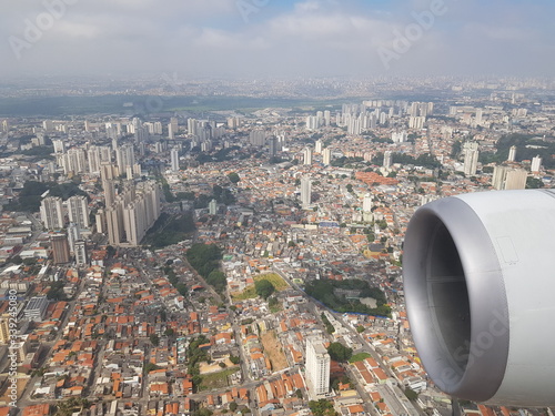Photography Landing approach to Guarulhos Airport. Sao Paulo, Brazil