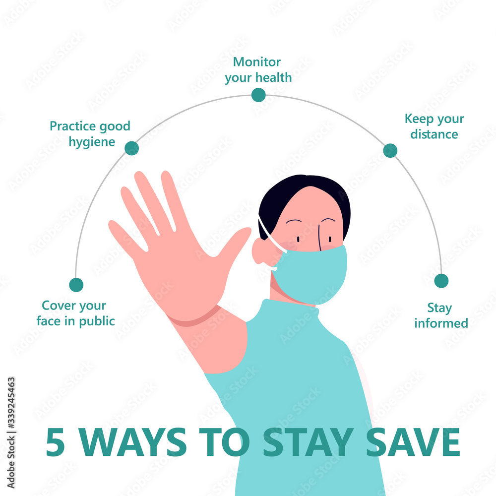 Vektorová grafika „5 ways to stay safe during covid19 coronavirus by