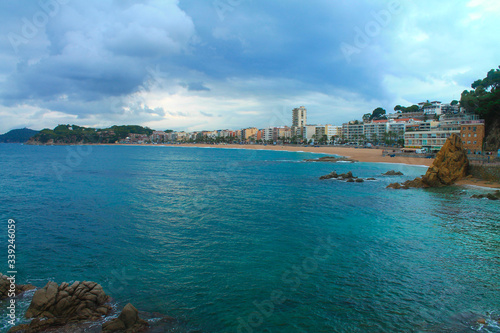 View of the cliffs on the Mediterranean coast in Lloret de Mar. Catalonia. Spain.