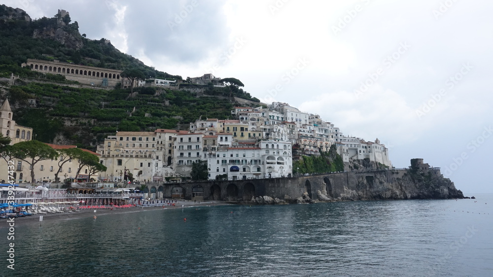 Amalfi Coast, Beach, Rock and Houses