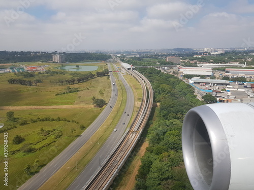 Landing approach to Guarulhos Airport. Sao Paulo, Brazil photo