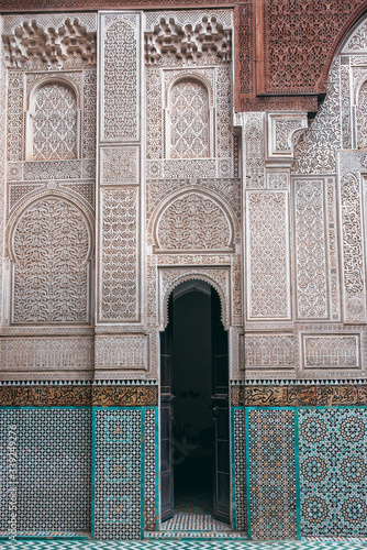 Bou Inania Madrasa built in 1350 in the city of Meknes, Morocco. A madrasa is a Islamic learning center, an old university