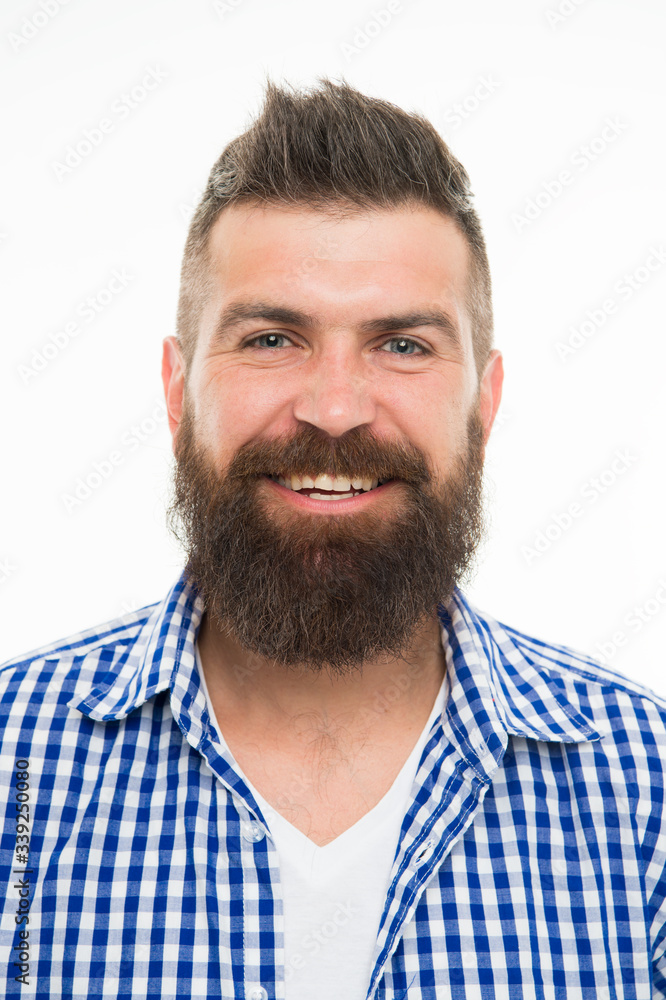 Emotional intellect. Happy man on white background. Bearded man smiling. Hipster with mustache and beard happy face expression. Happiness concept. Psychological health. Happy emotional guy Emotional intellect. Happy man on white background. Bearded man smiling. Hipster with mustache and beard happy face expression. Happiness concept. Psychological health. Happy emotional guy