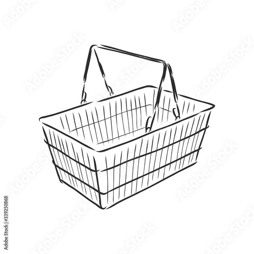 plastic shopping basket, doodle style, sketch illustration, hand drawn, vector shopping cart, vector sketch illustration