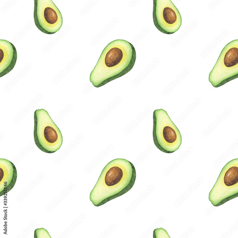 Watercolor Avocado Pattern Watercolor Avocado Pattern