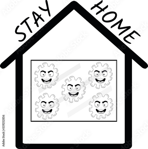 Vector illustration of the concept of staying at home, against the coronavirus