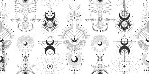 the sun and moon, the beauty of the eastern night. traditional folk spiritual elements. space objects. Vector graphics