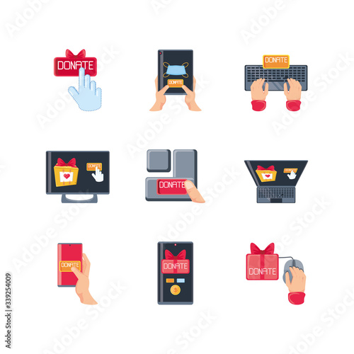 set of icons donation on white background