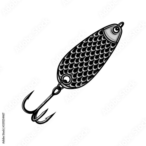 Fishing spoon vintage monochrome template