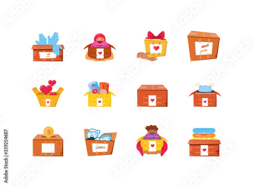 set of icons donation on white background