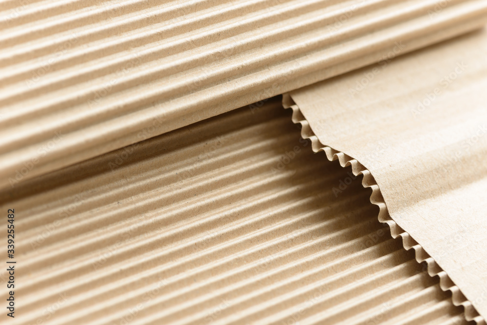 Carton or cardboard packing material. Texture of corrugated paper