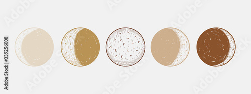 Minimalism in pastel colors. abstraction style. phases of the moon and the sun. mystical elements for your design. fashion and trend. Vector graphics