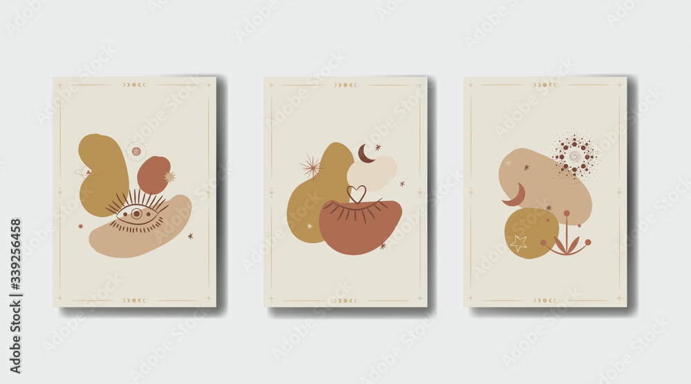 Minimalism in pastel colors. abstraction style. phases of the moon and the sun. mystical elements for your design. fashion and trend. Vector graphics Minimalism in pastel colors. abstraction style. phases of the moon and the sun. mystical elements for your design. fashion and trend. Vector graphics