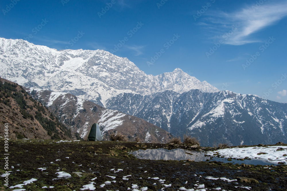 A view from the Triund camping in McLeod Ganj