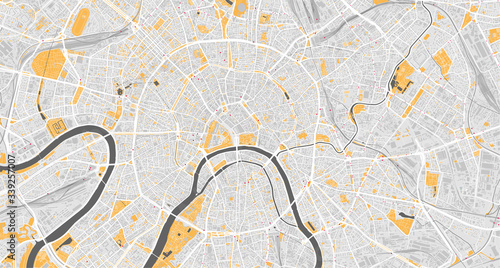Detailed vector map of Moscow, Russia