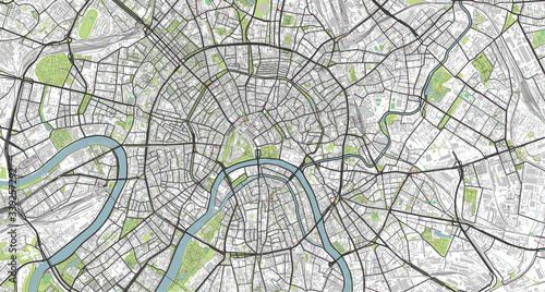 Photo Detailed vector map of Moscow, Russia